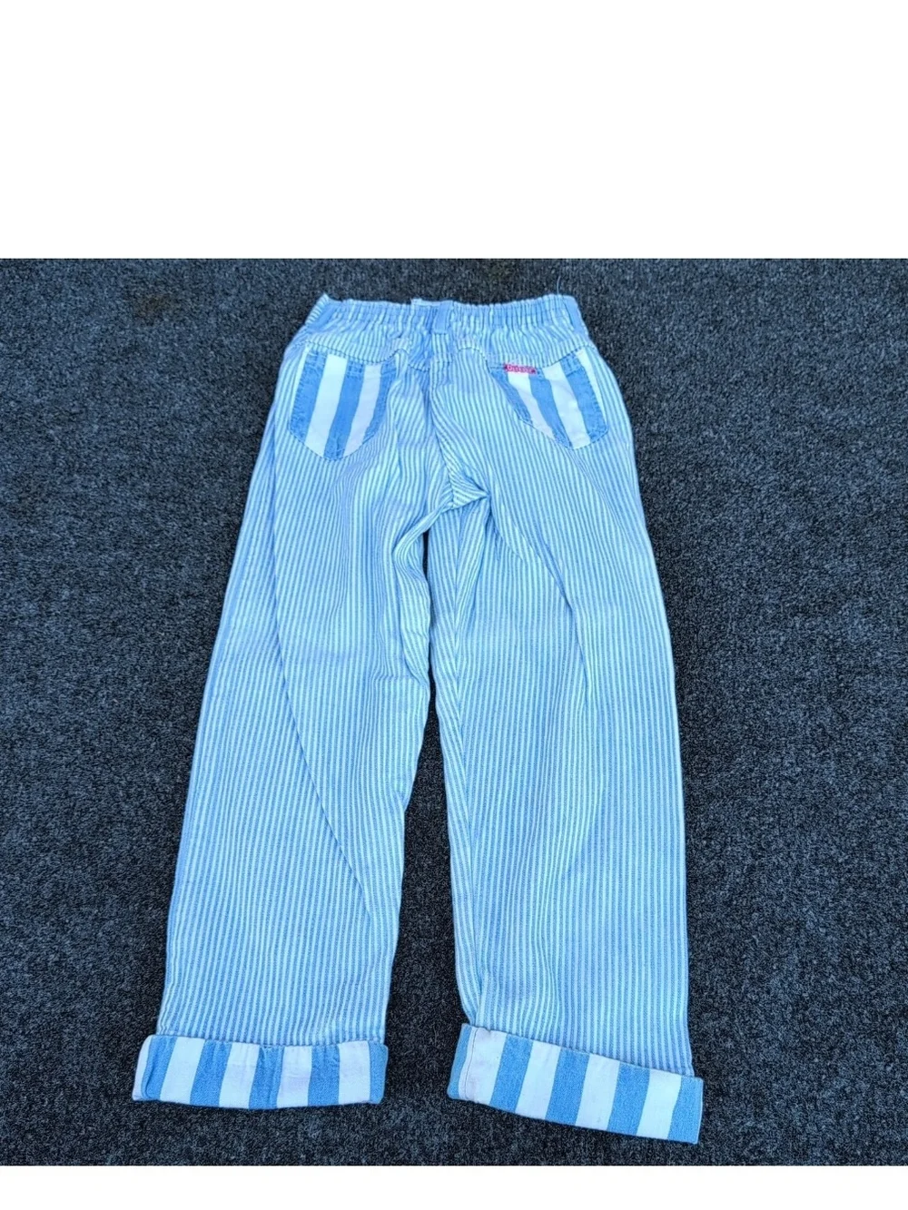 Vintage Osh Gosh Pants Boys 6 Blue Striped Corduroy Cotton USA Toddler Cuffed